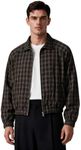 NeoStride Mens Plaid Zip Up Bomber Jacket Vintage Retro Harrington Track