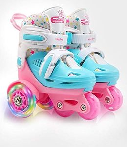 Adjustable Roller Skates for Kids Girls Ladies with Light Up Flash LED Wheels(Age 3-9),Fun Illuminating,Three-Point Type Balance,Gift Box Packing for Toddlers,Children,Youth, Teenagers(XS Size)