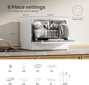 COMFEE Tabletop Dishwasher – 6-Place Setting, White
