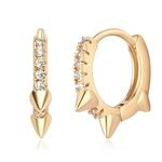 MEVECCO Dainty Gold Hoop Earrings for Women 18K Gold Plated Spike Huggie Hoop Earrings Geometry Handmade Minimalist Hypoallergenic Hoop Earrings for Her Gifts, Brass, Cubic Zirconia