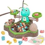 EAPURA 3in1 Music Fishing Game Play Set,Toddler Board Games with 10 Numbers Card,Balance Operation Game for Kids with 2 Fishing Pole&21 Fish,Rotating Board Fishing Games for Kids 3-5