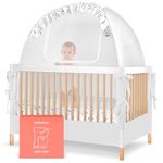 Pro Baby Safety -Pop up Cot Tent- Premium Infant Bed Canopy Netting Cover -See Through Mesh Mosquito Net- Stylish Sturdy Unisex Crib Tent - Protect Your Baby from Falls or Bites – Fits UK Sized Cot