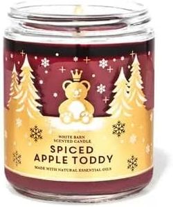 Bath & Body Works, White Barn 1-Wick Candle w/Essential Oils - 7 oz - 2021 Christmas & Winter Scents! (Spiced Apple Toddy)