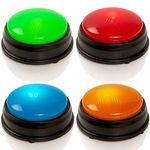 Learning Minds Answer Buzzers For Quizzes - Set of 4 Lights & Sounds Buzzers For Pub Quiz Games