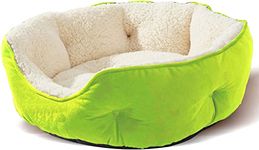 AMICA Velvet Dog Bed, Cat Beds For Indoor Cats, Pet Bed For Puppy And Kitty, Extra Soft & Machine Washable With Anti-Slip & Water-Resistant Oxford Bottom XL Green