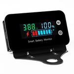 IPX7 Waterproof Battery Monitor with Bracket 7-100V,Car Motorcycle Golf cart Battery Meter Digital Battery Capacity Remaining Capacity Percentage Tester with Buzzer Alarm and Temperature