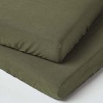 HOMESCAPES Soft Linen Dark Green Cot Fitted Sheets 120 x 60 cm 2 Pack Textured Natural French Flax Fibre Linen & Pure 100% Cotton Cot Sheets with Fully Elasticated Skirt Hypoallergenic Easy Care