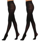 YAGAXI Semi Opaque Control Top Pantyhose for Women - 2 Pairs High Waist 40D Women's Tights(Black,M)