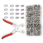 100 Sets Metal Snaps Buttons with Fastener Pliers Press Tool Kit Snaps for Sewing Perfect for DIY Crafts Clothes Hats and Sewing, Snap Button Fasteners Kit for Clothing Sewing(9.5mm / 400 PCS/Sliver)