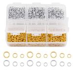 1800pcs Open Jump Rings, 4mm 5mm 6mm Assorted Size Jewelry Jump Rings Connectors Open Jump Rings for Jewelry Making (Gold, Silver)