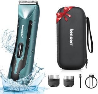 kensen Body Hair Trimmer for Men, Electric Groin Hair Trimmer, Rechargeable Ball Shaver Groomer, Replaceable Ceramic Blade Heads, Waterproof Wet/Dry Clippers, Male Pubic Hair Hygiene Razor (Green)
