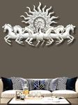 pranjals house Metal Iron White 7 Horses Running With LED Light 3D Wall decor Wall Art Wall Hangings For Home Decoration/Wall Hanging Decorative Items - 46X26 Inch