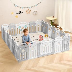 Bopeep Kids Playpen, 22 Panels, Large Playard for Toddlers, Recreation Area, Sturdy Safety Baby Play Yard Fence, Baby Safety Gate, Child Play Game Toys Indoor & Outdoor(192cmx192cmx60cm)