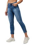Dolce Crudo Women's Blue Skinny Fit High Rise Ankle Length Denim Stretchable Jeans (DOSS23DEN99-58-115-34, Blue, 34)