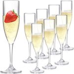 Elsjoy 8 Pack Acrylic Champagne Flutes, 6 Oz Stemmed Champagne Glasses Unbreakable Champagne Coupes, Reusable Champagne Toasting Cups for Wedding, Party, Bar