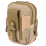 OLAHRAGA Multipurpose Tactical Nylon Waist Bags, Universal Outdoor Molle EDC Belt Waist Pouch with Phone Pocket for Camping Hiking Cycling Hunting Climbing Travel (Beige)