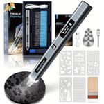 vueowcue Engraving Pen with 30+ Bits & 5-Speed Adjust, Mini Engraver Pen with LCD Display & LED Light, Engraving Tool for Wood Glass Metal Stone, Professional & Beginner Friendly