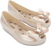 mini melissa Ultragirl Star Mary Jane Flats for Girls, Kid Shoes - Comfy & Cute Peep Toe Jelly Shoes, Ballet Flat for Kids, Adjustable Strap, White Metallic, 12