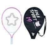 AMA SPORT Kids Tennis Racket for Junior Toddlers Starter 19" Pink for Youth Girl with Shoulder Strap Bag (Baby Pink, 19)