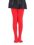 EVERSWE Girls' Winter Fleece Lined Tights, Girls' Thick Microfiber Tights (6-8 Years, Red)