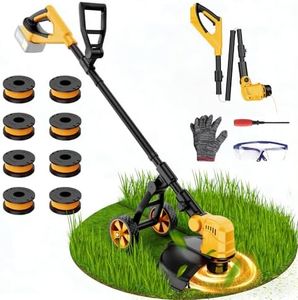 Cordless Weed Wacker with Wheel for Dewalt Battery(Battery Not Included, 3-in-1 Weed Wacker Edger Grass Trimmer Lightweight Weed Eater Battery Powered w/8 Line Spools