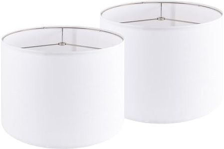 Set of 2 Pure White Linen Drum Lamp Shade 13" Top x 13" Bottom x 10" High (Spider) Contemporary Lamp Shades for Table Lamps & Bedside Lamps Replacement Lampshade In Hand Crafted-By PIKOPIKO