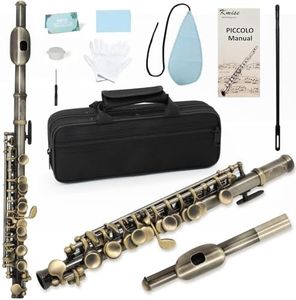 Kmise Closed Hole C Piccolo, Professional Nickel Silver Body with Bronze Finish, Includes Gig Bag, Manual and Cleaning Kit, for Beginners and School Bands (Bronze)