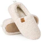 EverFoams Women's Soft Curly Comfy Full Slippers Memory Foam Lightweight House Shoes Cozy Warm Loafer with Polar Fleece Lining (White, Size 9-10 M US)