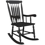 Outsunny Outdoor Wooden Rocking Chair, Porch Rocker Chair with High Back for Garden, Patio, Balcony, Black