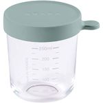 Beaba - Baby Food Storage Container - Glass Conservation Jar - Graduation Measuring Scale - Heat and Thermal Shock Resistant - 250 ml - Eucalyptus Green