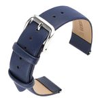 cobee Leather Watch Straps, Soft Calfskin Leather Watch Band Quick Release Leather Replacement Watchband for Men Women Universal Watches Bracelet Stainless Steel Clasp Buckle(Dark Blue, 18mm)