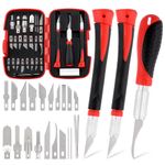 Rustark 30Pcs Precision Craft Knife Hobby Knife Set with Art Knife Blades, Handles, Tweezers and Sharping Stone, Professional Art Exacto Knife for Plastic Wood Leather Art Carving Crafting