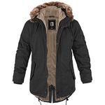 bw-online-shop Fishtail Winter Parka with Lining, Men's Parka Jacket, black, L