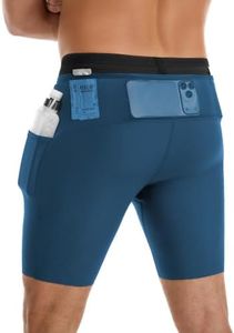 Biker Shorts with Pockets for Men 7" Navy Blue Running Shorts for Workout