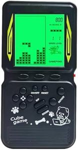 HLF Retro brick game console large screen with green backlight built-in 23 multi-mode block games classic nostalgia speed and difficulty adjustable powered by 2 AA batteries (Black)