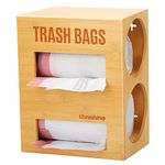 Libreshine 2 in 1 Trash Bag Dispenser Roll Holder 13 Gallon, Garbage Bag Storage Dispenser, Trash Bag Organizer Under Sink, Wall Mount Bamboo Garbage Bag Organizer for 2 Rolls of Plastic Bags
