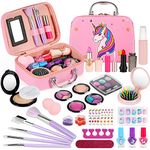 kizplays Makeup Toys for Girls, Kids Make up Kit Toy, 27 Pieces Real Washable Cosmetic Set, Play Makeup Set Gift for 3 4 5 6 7 Years Old