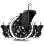 Mastery Mart Rollerblade Style Caster Wheels Replacement Set of 5 for Office Chair, Office Chair Wheels 11x22mm, Ultra Heavy Duty, Floor Protecting, Quiet Smooth on Floors (Not for 1KEA Chair, Black)