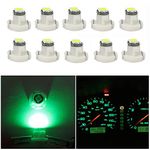 WLJH 10x Green T3 Neo Wedge Led 3030 SMD Chip 8mm Base Led Car Instrument Cluster Led Light Dashboard Gauge Bulb HVAC AC Heater Climate Control Lamps Radio Switch Indication Interior Bulb Replacement