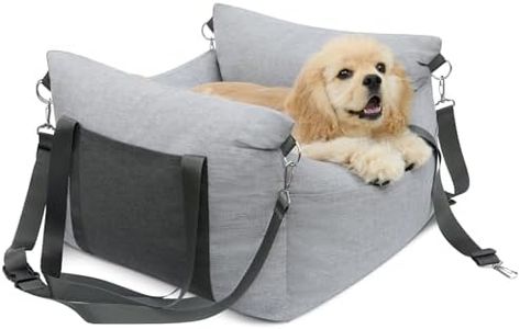 Dog Car Seat for Small Dogs - Pet Car Seat Dog Bed for Car - Dog Booster Car Seat Portable Pet Travel Carrier with Pocket Memory Foam Filling Safety Leash for Machine Washable Waterproof (Grey)