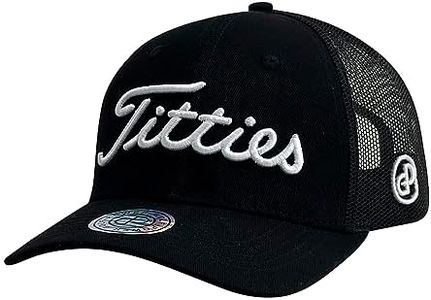 GP POWER GOLF Original Titties Mesh Hat - White Trucker Cap with Adjustable Strapback, Black, One Size