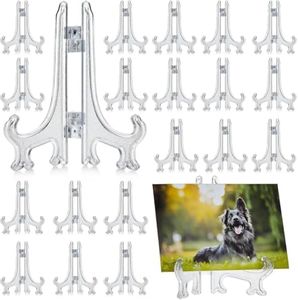 Juvale 24 Pack 3-inch Mini Easel Display Stand for Sports Trading and Baseball Cards - Small Acrylic Holder for Pictures