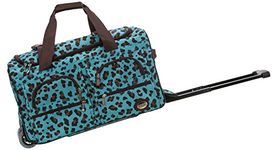 Rockland Luggage Rolling 22 Inch Duffle Bag, Blue Leopard