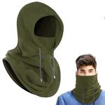 AURUZA Balaclava Winter Hat Thermal Face Mask Snood Hood Hat Neck Warmer, Windproof Ski Mask for Winter Outdoor Sports (Army Green, L)