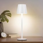 Faithorse Cordless Table Lamp, 5200mAh Battery Operated Table Lamps IP54 Waterproof Desk Lamp with 3-Color Modes Rechargeable Night Light Touch Control Bedside Lamp for Bedroom(White)