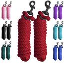 Majestic Ally Pack of 2 Solid Poly Lead Rope for Horses & Livestock – 10 Foot Long and 5/8 inch Thick - Replaceable Heavy-Duty Bolt Snap – Handmade – Soft, Broken in Feel (Red)