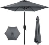 Best Choice Products 7.5ft Heavy-Duty Round Outdoor Market Table Patio Umbrella w/Steel Pole, Push Button Tilt, Easy Crank Lift - Slate