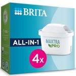 BRITA MAXTRA PRO All-in-1 Water Filter Cartridge 4 Pack (New) - Original BRITA Refill reducing impurities, Chlorine, PFAS, pesticides and limescale for tap Water with Better Taste