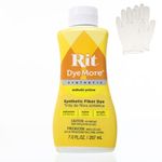 Rit DyeMore 7 Oz. Synthetic Liquid Fiber Dye Single Pack with Plastic Gloves for Clothing, Décor, and Crafts – Daffodil Yellow