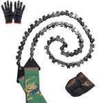 Pocket Chainsaw 25 Inch Long 65 Manganese Steel Premium Rope Saw with 33 Sharp Teeth Blades Wire Saw Portable Hand Saw for Camp Survival Saw Backpacking Gear Camp Saw with Work Gloves(Camouflage)